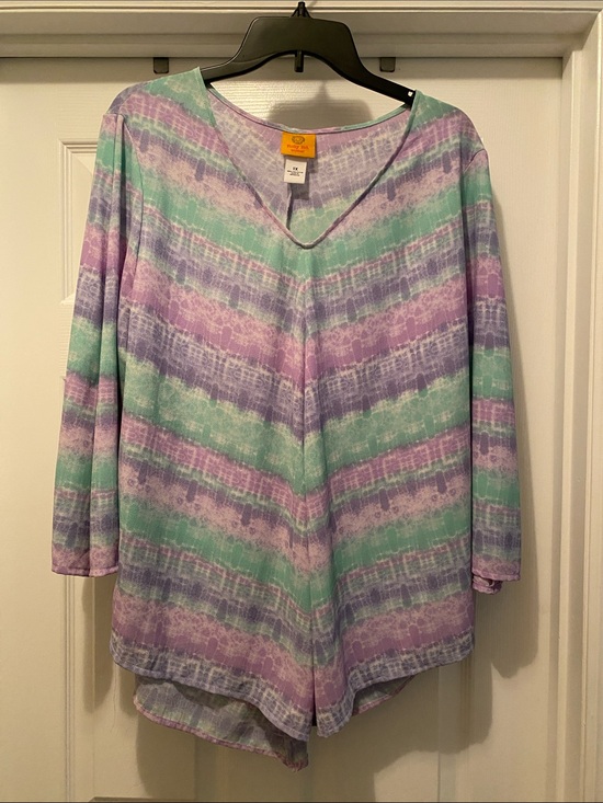 Ruby Rd. Tops - Ruby Rd. Striped V-Neck Blouse in Lavender & Mint